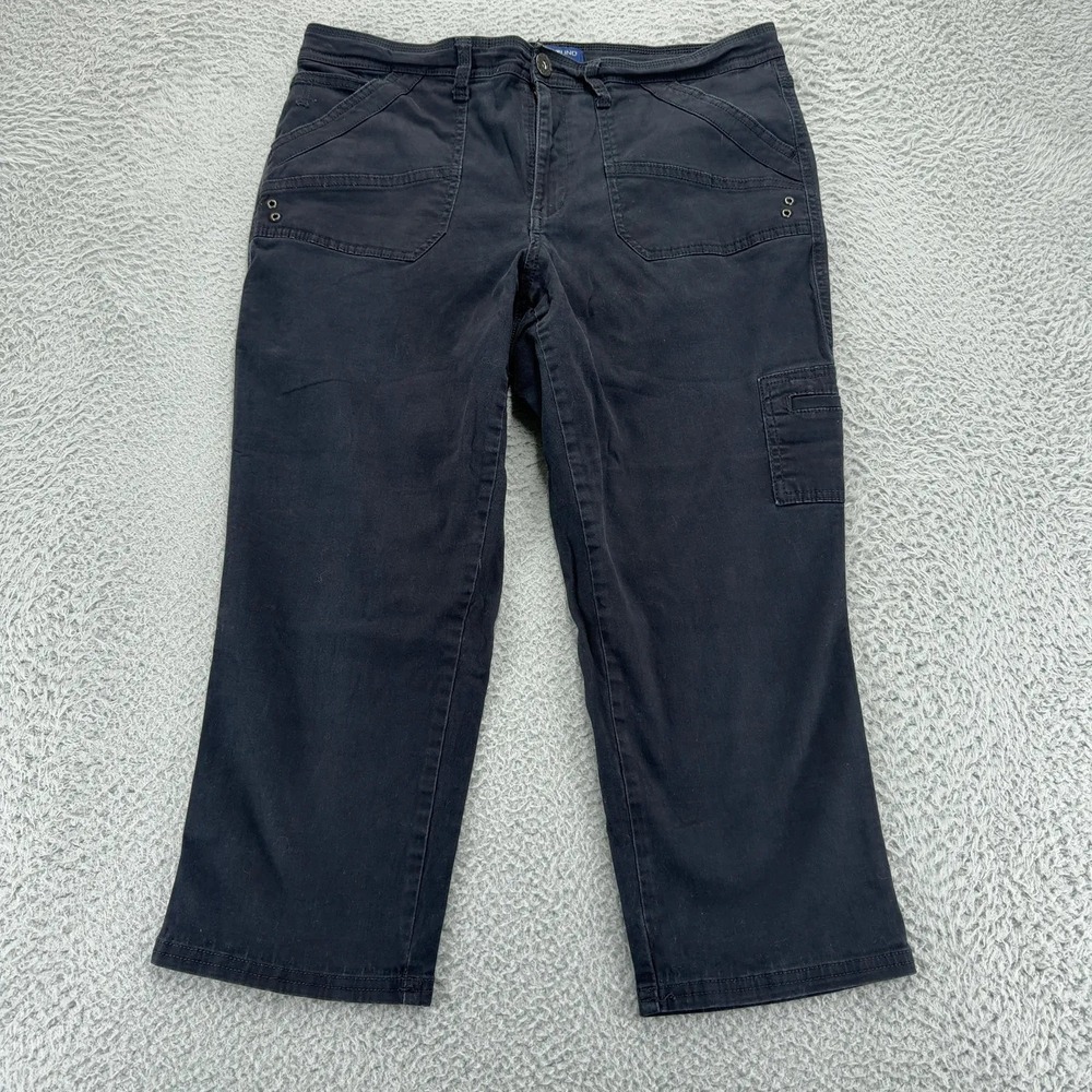 Bandolino Selene Pants Womens 14 Black Cargo Utility Straight Leg Stretch Casual